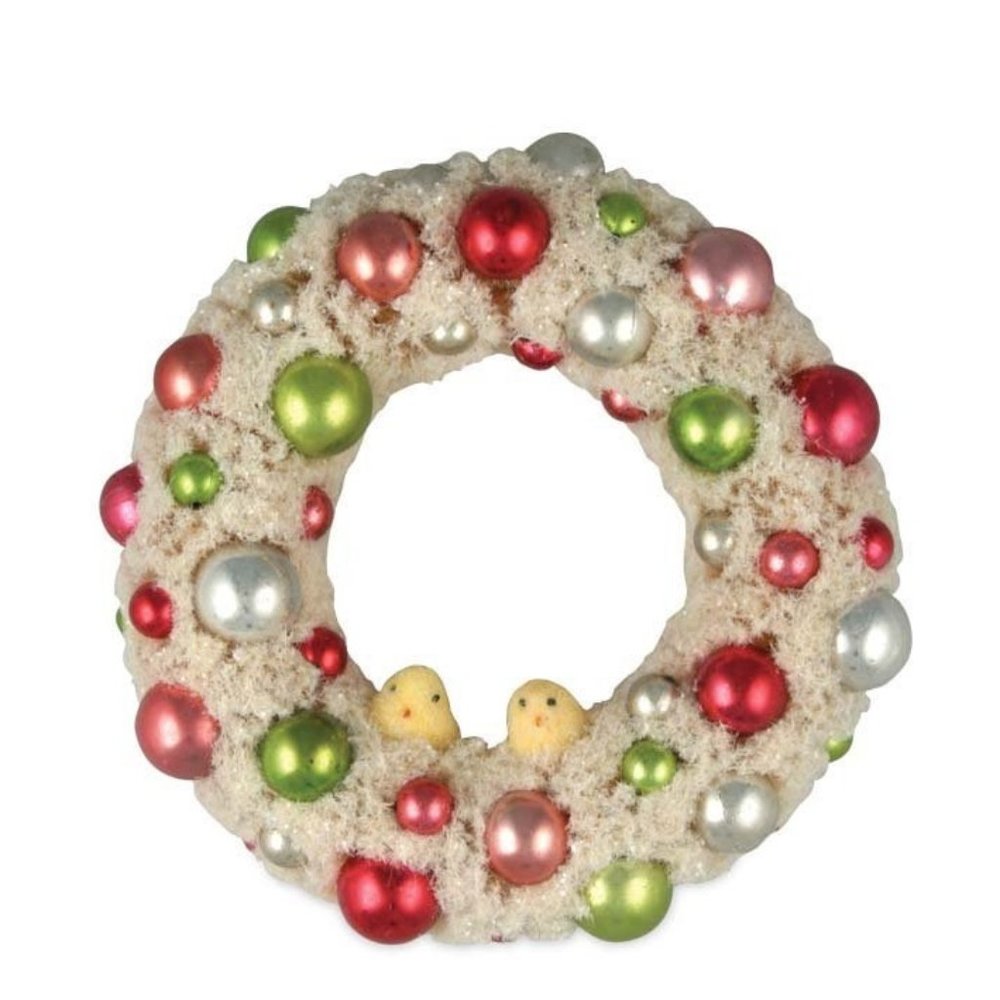 Bethany Lowe - Vintage Style Spring Bottle Brush Wreath with Chicks
